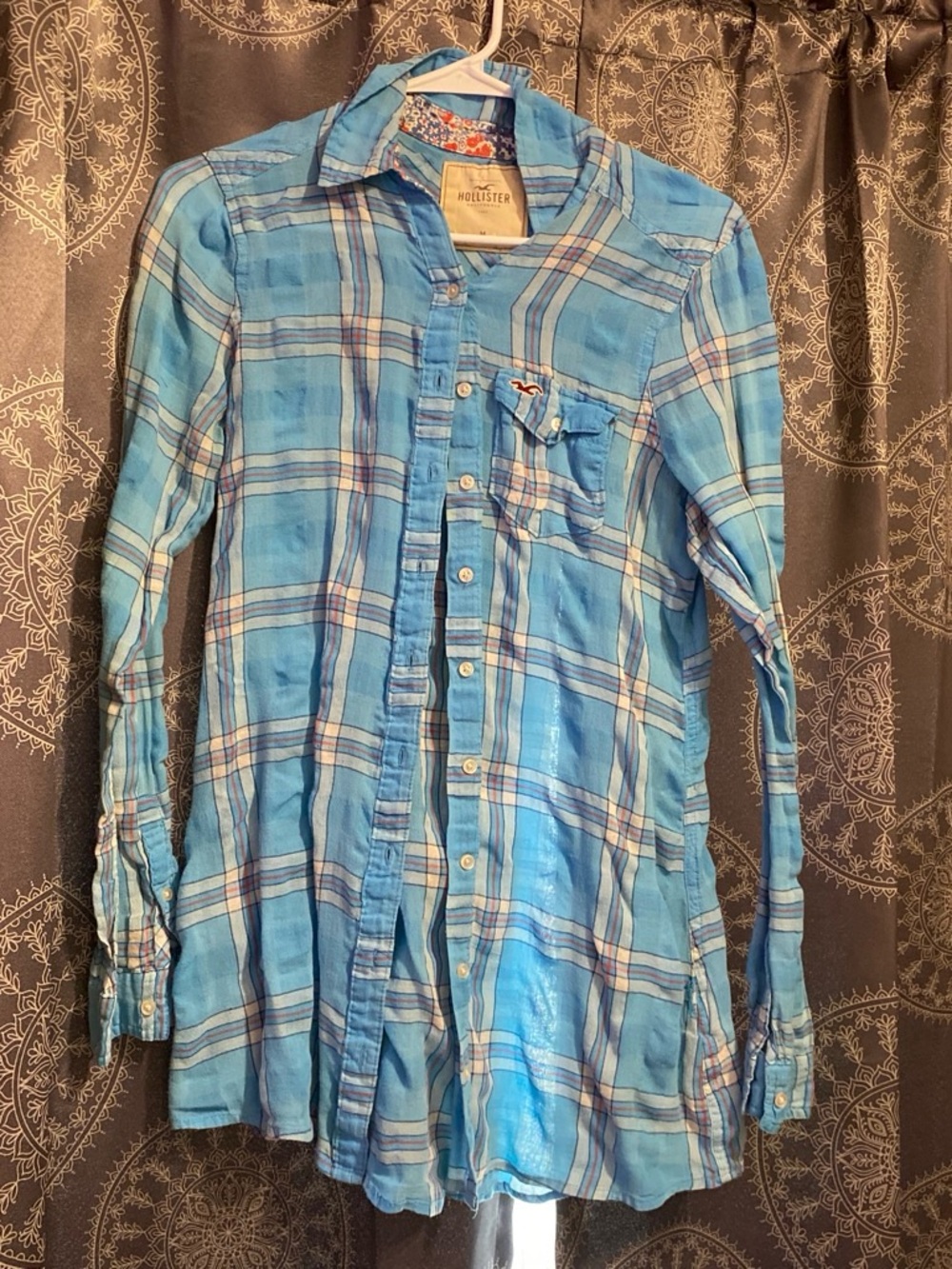 Hollister Blue Plaid Button-Up Shirt